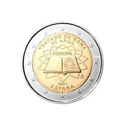 Pièce 2 euro commémorative Espagne 2007 "Traité de Rome" (UNC)