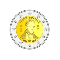 2 Euro herdenkingsmunt België 2009 "Braille" (UNC)