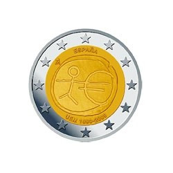 Pièce 2 euro commémorative Espagne 2009 "Union économique et monétaire"...