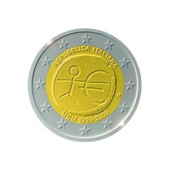 Pièce 2 euro commémorative Italie 2009 "Union économique et monétaire"...