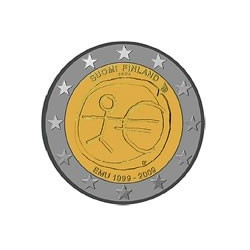 Pièce 2 euro commémorative Finlande 2009 "Union économique et monétaire"...
