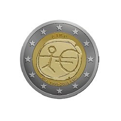Pièce 2 euro commémorative Irlande 2009 "Union économique et monétaire"...