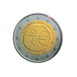 Pièce 2 euro commémorative Grèce 2009 "Union économique et monétaire" (UNC)