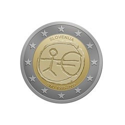 Pièce 2 euro commémorative Slovénie 2009 "Union économique et monétaire"...