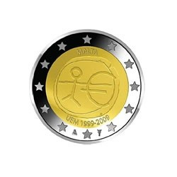 Pièce 2 euro commémorative Malte 2009 "Union économique et monétaire" (UNC)
