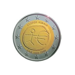 Pièce 2 euro commémorative Chypre 2009 "Union économique et monétaire"...