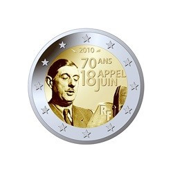 Pièce 2 euro commémorative France 2010 "18 Juin 1940" (UNC)