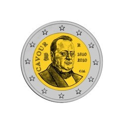 Pièce 2 euro commémorative Italie 2010 "Cavour" (UNC)