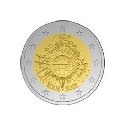 Pièce 2 euro commémorative Belgique 2012 "10 ans de l'euro" (UNC)