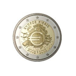 Pièce 2 euro commémorative Chypre 2012 "10 ans de l'euro" (UNC)