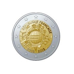 Pièce 2 euro commémorative France 2012 "10 ans de l'euro" (UNC)