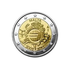 Pièce 2 euro commémorative Malte 2012 "10 ans de l'euro" (UNC)