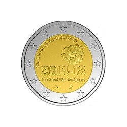 Pièce 2 euro commémorative Belgique 2014 "100e anniversaire du début de...