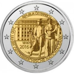 Pièce 2 euro commémorative Autriche 2016 "200 ans banque nationale" (UNC)