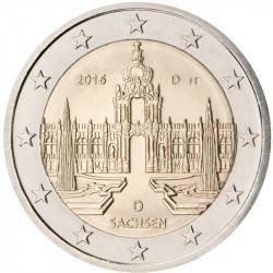 2 Euro herdenkingsmunt Duitsland 2016 "Saksen/Dresden" deelstaat F" (UNC)