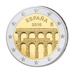 Pièce 2 euro commémorative Espagne 2016 "Aqueduc de Segovia" (UNC)
