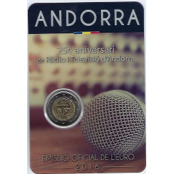 Pièce 2 euro commémorative Andorre 2016 "25 aniv. Radio et Télévision...