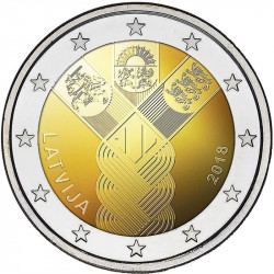 Pièce 2 euro commémorative Lettonie 2018 "Etats Baltes" (UNC)
