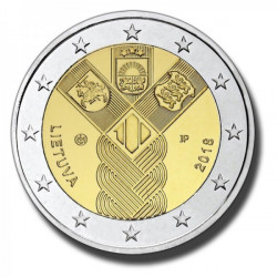Pièce 2 euro commémorative Lituanie 2018 "Etats Baltes" (UNC)