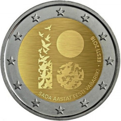 Pièce 2 euro commémorative Estonie 2018 "100 ans Estonie" (UNC)