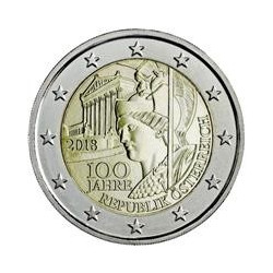 Pièce 2 euro commémorative Autriche 2018 "100 ans Autriche" (UNC)