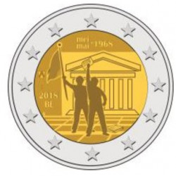 Pièce 2 euro commémorative Belgique 2018 "50e anniversaire de mai 1968"...