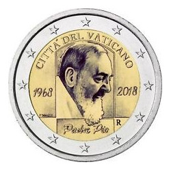 Pièce 2 euro commémorative Vatikan 2018 "Père Pio" (FDC)