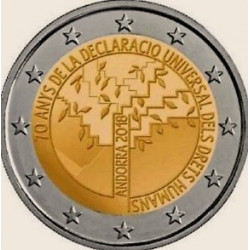 Pièce 2 euro commémorative Andorre 2018 "Droit de l'homme" (BU)