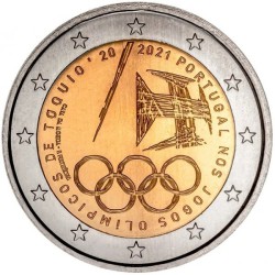 Pièce 2 euro commémorative Portugal 2021 "Jeux Olympiques" (UNC)