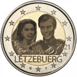 Pièce 2 euro commémorative Luxembourg 2021 "Marriage Henri" (UNC) en...