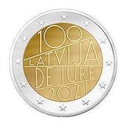 Pièce 2 euro commémorative Lettonie 2021 "Reconnaissance Internationale"...