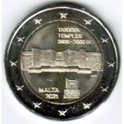 Pièce 2 euro commémorative Malte 2021 “Tarxien temple" (UNC)