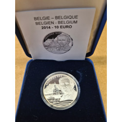 Pièce 10 euro commémorative Belgique 2014 "Adolphe Sax" en argent (Ag...