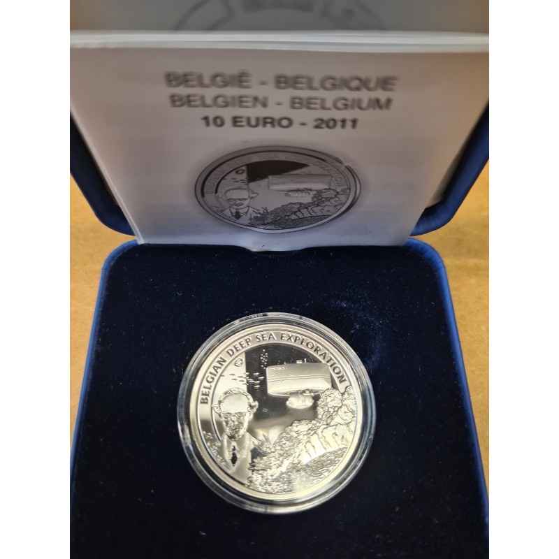 10 Euro herdenkingsmunt België 2011 "Deep sea Exploration" in zilver (Ag 0,925)