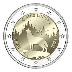 Pièce 2 euro commémorative Estonie 2021 "Loup" (UNC)