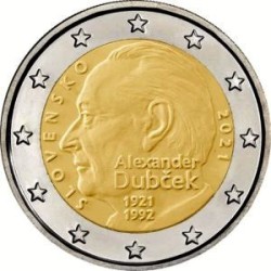 Pièce 2 Euro Slovaquie 2021 "Alexander Dubcek" (UNC)