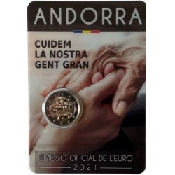 Pièce 2 euro commémorative Andorre 2021 "Prenons soin de nos aînés...