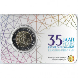 Pièce 2 euro commémorative Belgique 2022 "Erasme en néerlandais" (coincard)