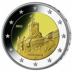 Pièce 2 euro commémorative Allemagne 2022 "Thüringen (Wartburg) atelier...