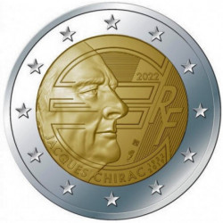 Pièce 2 euro commémorative France 2022 "Jacques Chirac" (UNC)