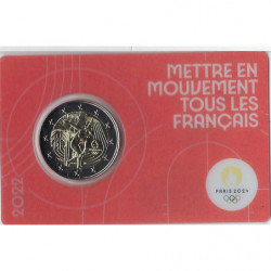 Pièce 2 euro commémorative France 2022 "Jeux Olympiques Paris 2024"...