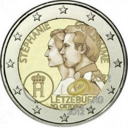 Pièce 2 euro commémorative Luxembourg 2022 "Mariage Guillaume et...