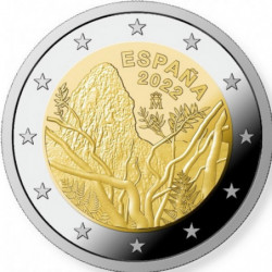 Pièce 2 euro commémorative Espagne 2022 "Parc national de Garajonay" (UNC)