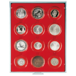 LINDNER box monnaies avec 12 alvéoles ronds de 58 mm. pour capsules