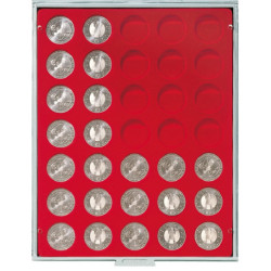 LINDNER box monnaies avec 35 alvéoles ronds de 32,5 mm.