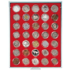 LINDNER standaard muntenbox met 35 ronde vakjes van 36 mm. voor...