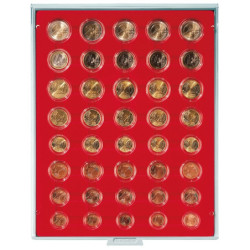 LINDNER box monnaies avec 40 alvéoles ronds pour 5 séries (1ct-2€) de...