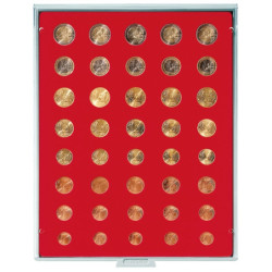 LINDNER box monnaies avec 40 alvéoles ronds pour 5 séries de pièces Euro...