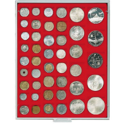 LINDNER box monnaies avec 45 alvéoles carrés de formats dif....