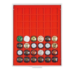 LINDNER box monnaies avec 48 alvéoles carrés pour des muselets de champagne